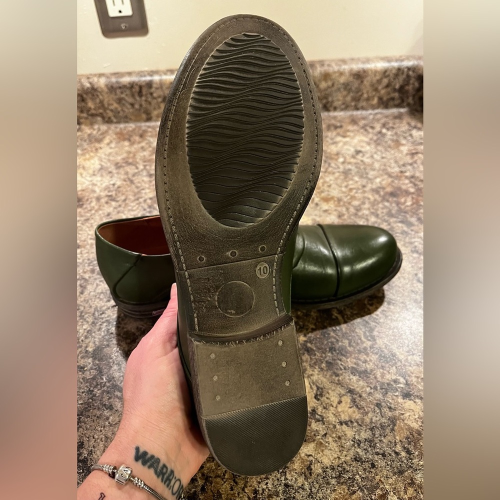 Miz Mooz Green Cap Toe Leather Derby Oxford Shoes Size 10 Lace Up Comfort Flat - Picture 6 of 13